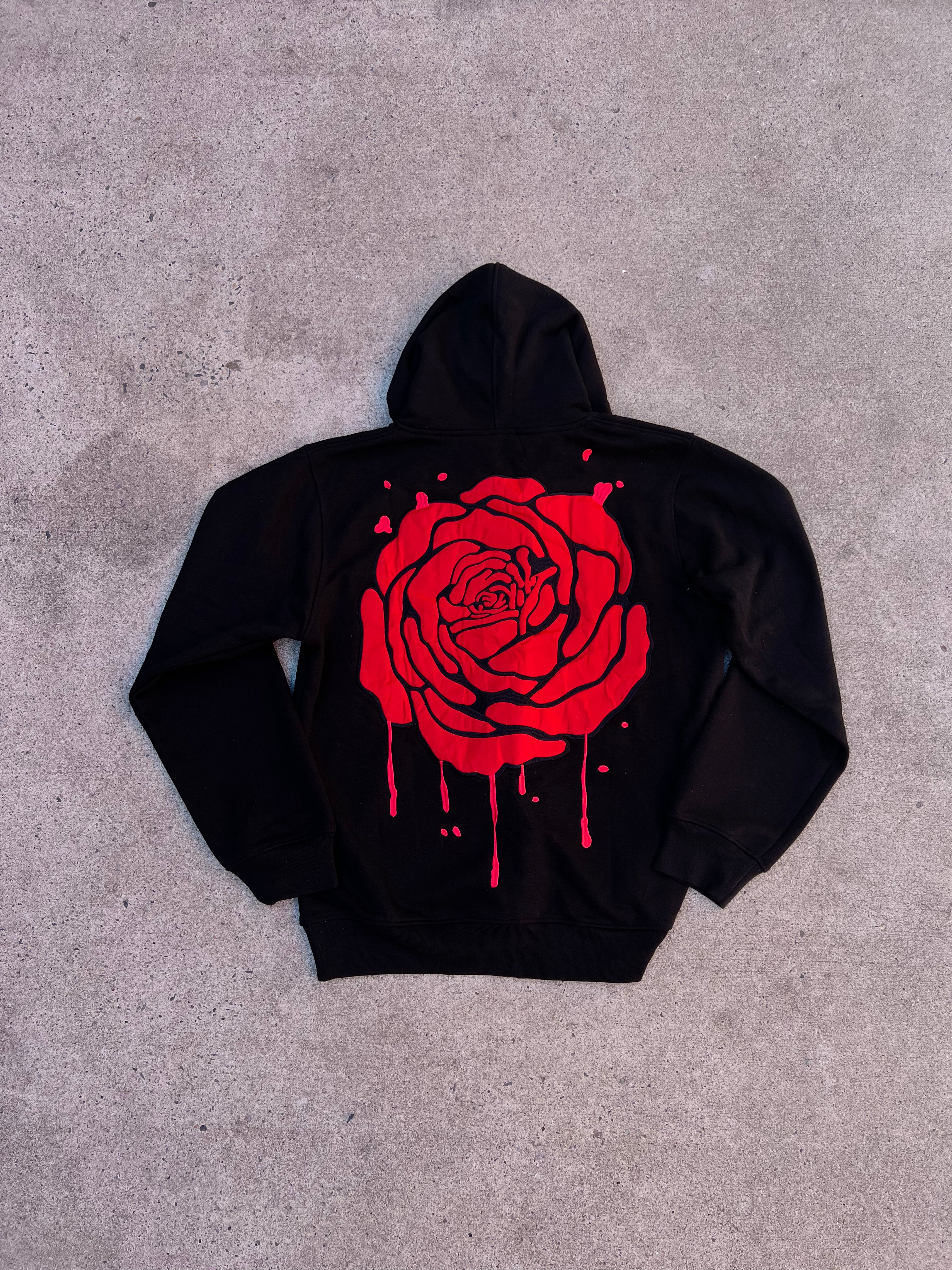 The Patch Rose Hoodie (BLACK)