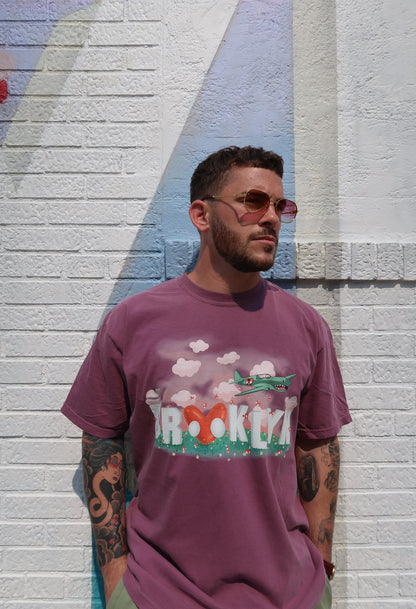 Brooklyn Mural T-Shirt (BERRY)